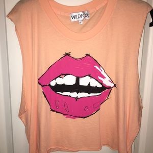 Wildfox Mouth Lips Pink Tank